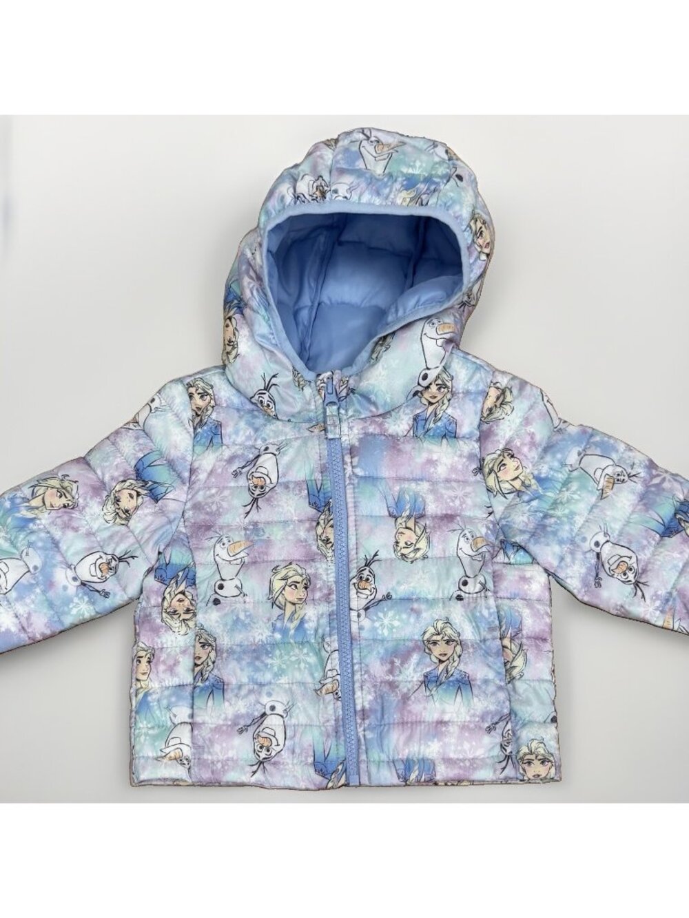 Disney Frozen x Jumping Beans Full Zip Hooded Puffer Jacket size 12 Months Girls